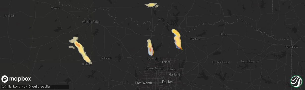 Hail map in Valley View, TX on September 21, 2025