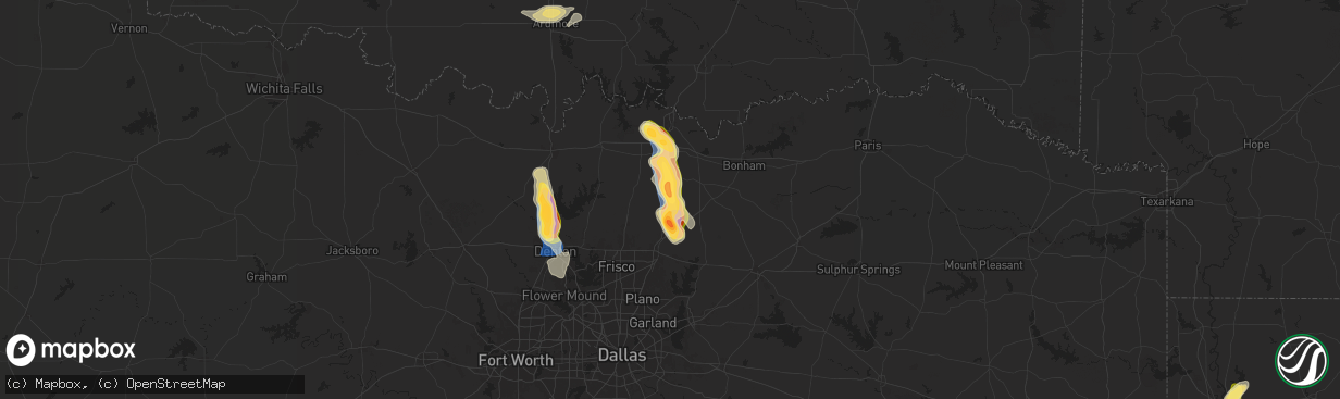 Hail map in Van Alstyne, TX on September 21, 2025