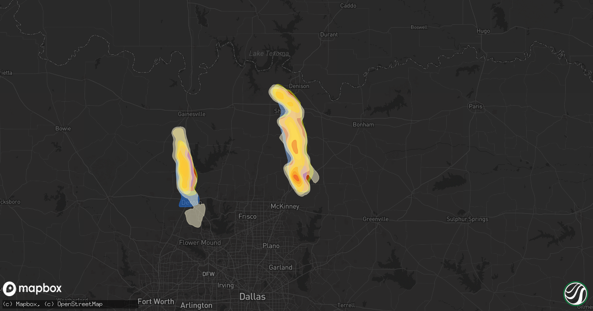 Hail map in Van Alstyne, TX on September 21, 2025