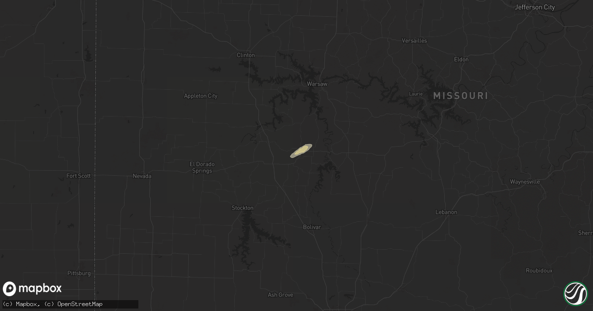 Hail map in Weaubleau, MO on September 21, 2025