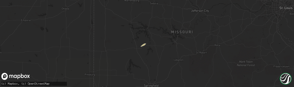 Hail map in Wheatland, MO on September 21, 2025