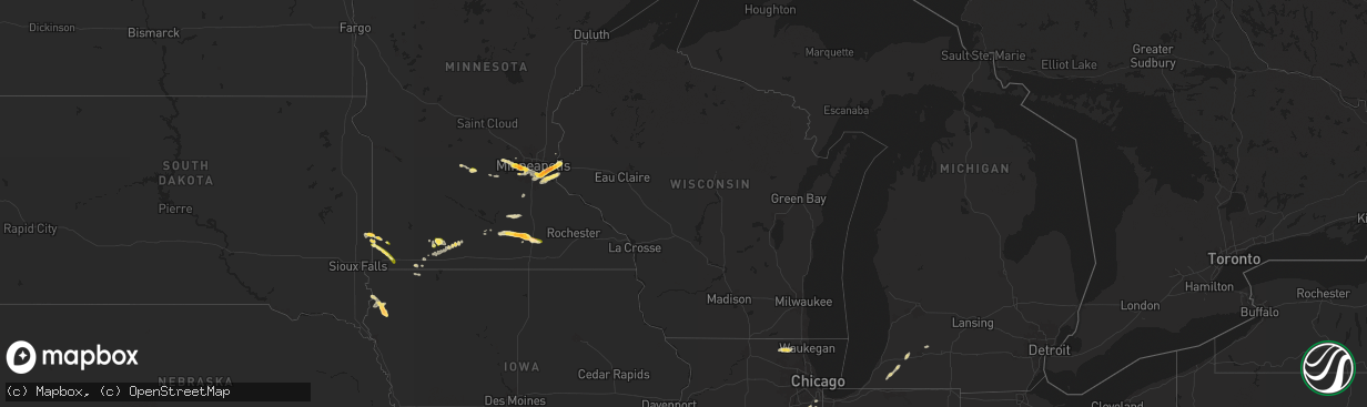 Hail map in Wisconsin on September 21, 2025