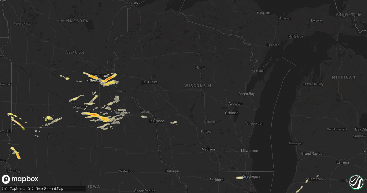 Hail map in Wisconsin on September 21, 2025