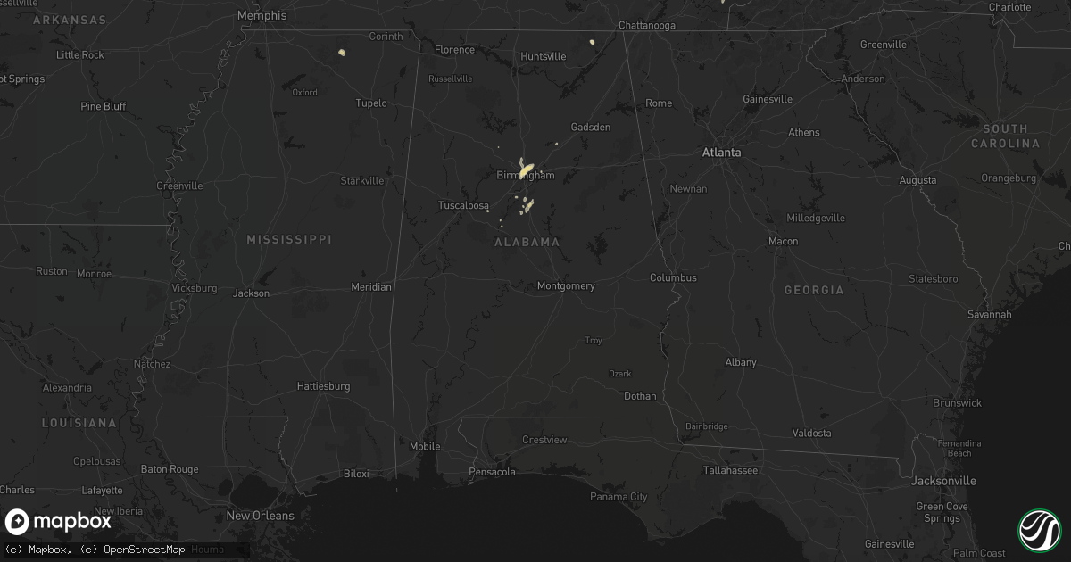 Hail map in Alabama on September 21, 2026