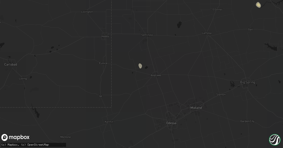 Hail map in Andrews, TX on September 21, 2026