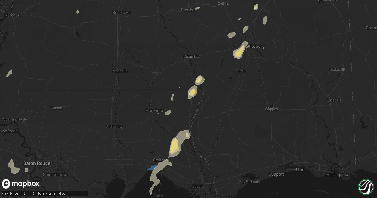 Hail map in Angie, LA on September 21, 2026