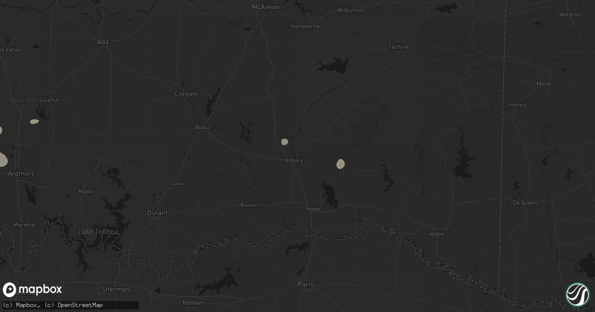 Hail map in Antlers, OK on September 21, 2026