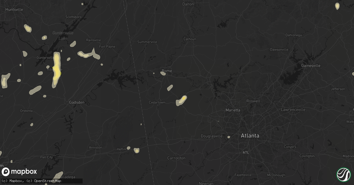 Hail map in Aragon, GA on September 21, 2026