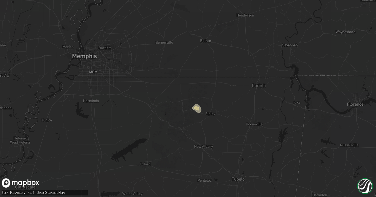 Hail map in Ashland, MS on September 21, 2026