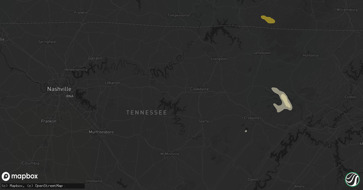 Hail map in Baxter, TN on September 21, 2026