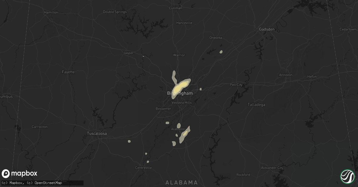 Hail map in Birmingham, AL on September 21, 2026