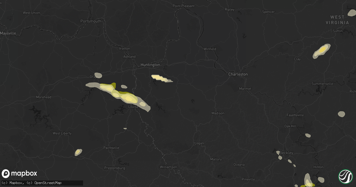 Hail map in Branchland, WV on September 21, 2026