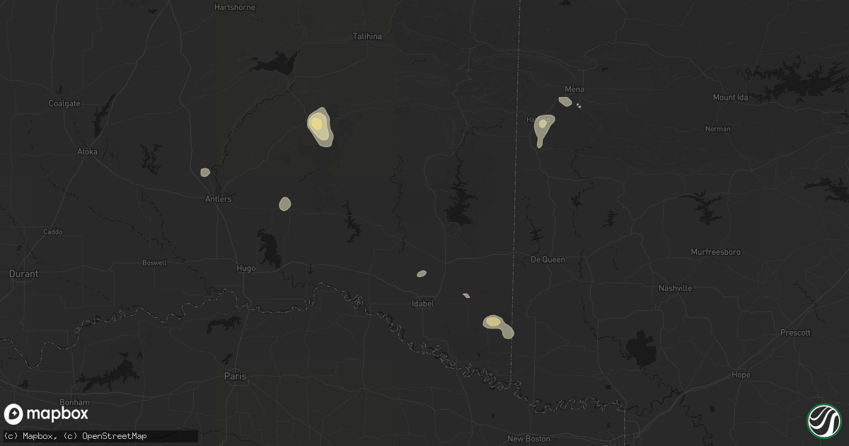 Hail map in Broken Bow, OK on September 21, 2026