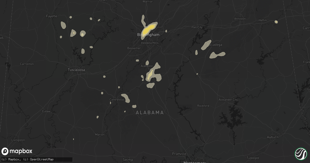 Hail map in Calera, AL on September 21, 2026