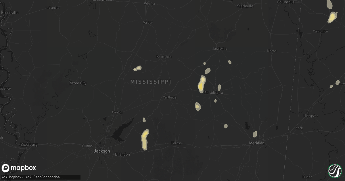 Hail map in Carthage, MS on September 21, 2026
