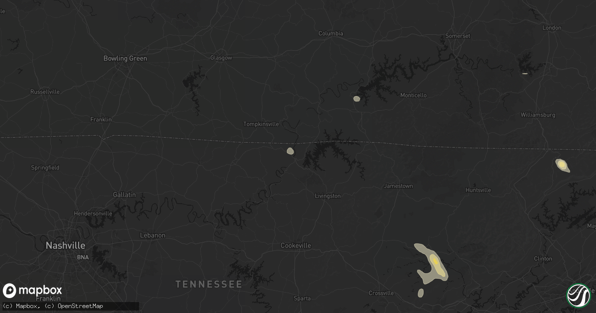 Hail map in Celina, TN on September 21, 2026