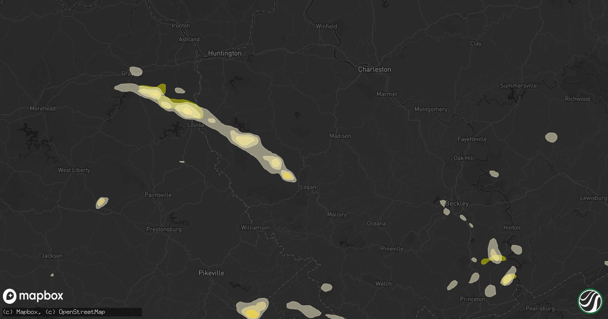 Hail map in Chapmanville, WV on September 21, 2026