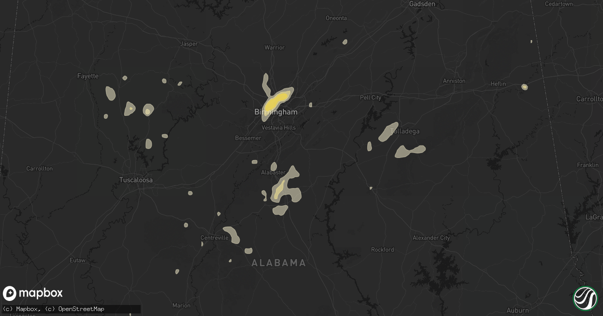 Hail map in Chelsea, AL on September 21, 2026