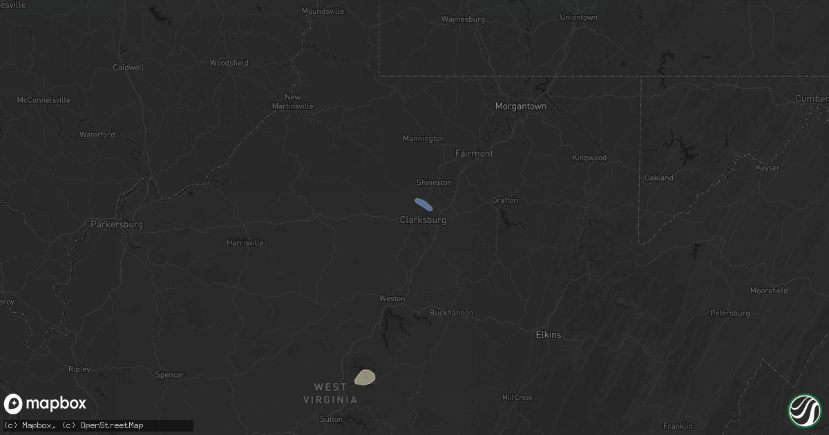 Hail map in Clarksburg, WV on September 21, 2026