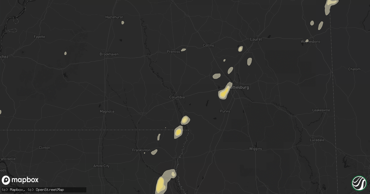 Hail map in Columbia, MS on September 21, 2026
