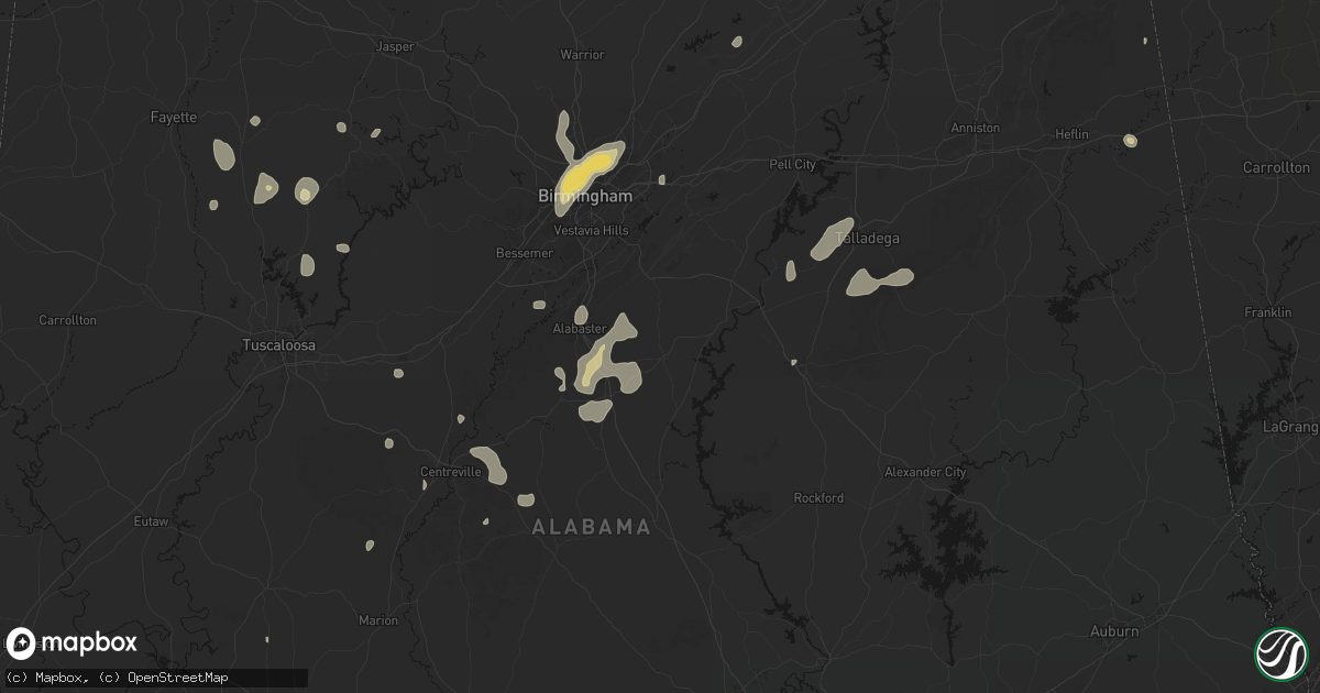 Hail map in Columbiana, AL on September 21, 2026