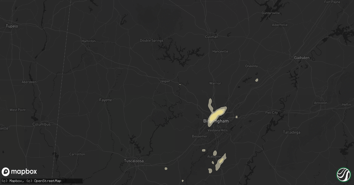 Hail map in Cordova, AL on September 21, 2026