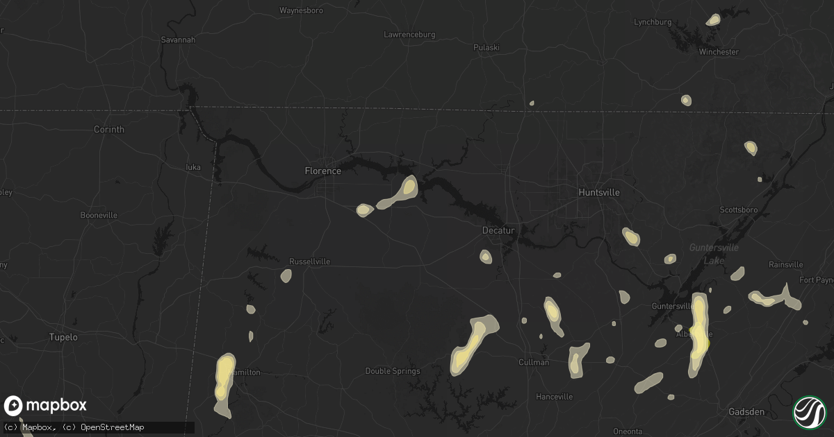 Hail map in Courtland, AL on September 21, 2026