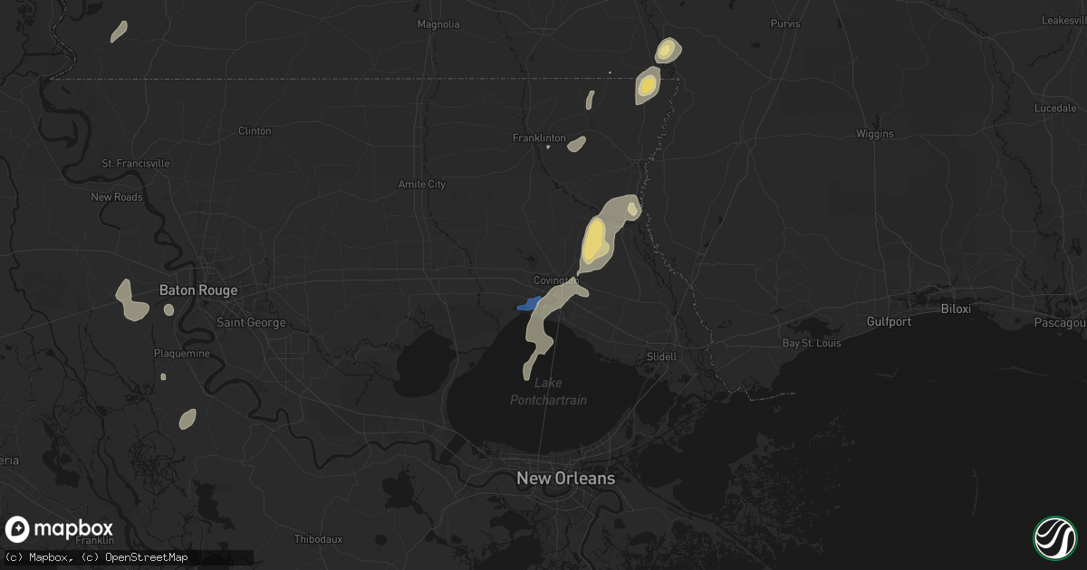 Hail map in Covington, LA on September 21, 2026