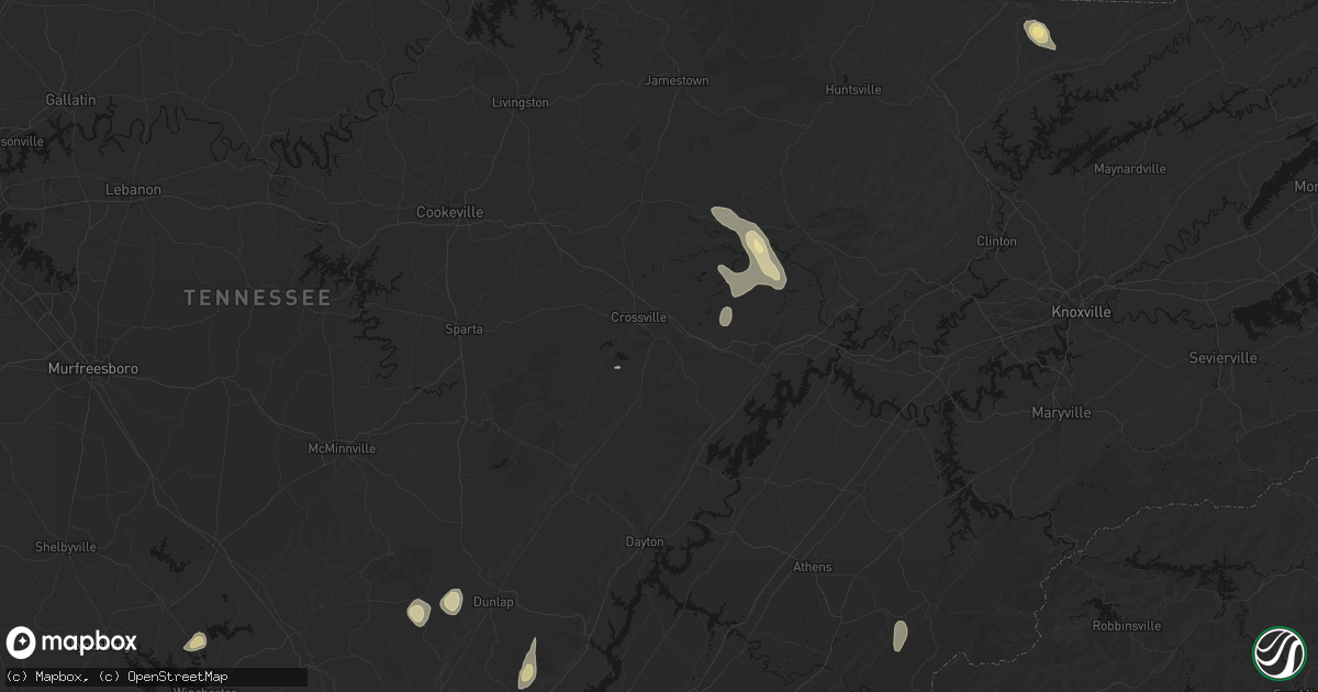 Hail map in Crossville, TN on September 21, 2026