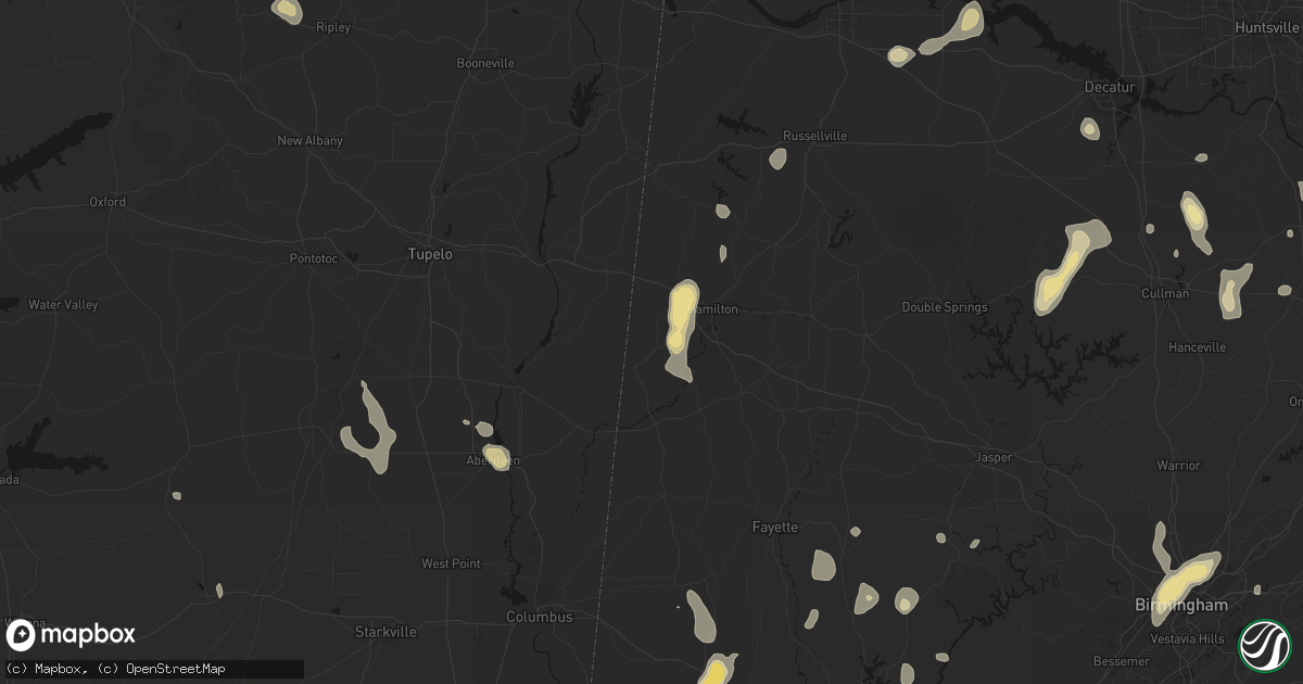 Hail map in Detroit, AL on September 21, 2026