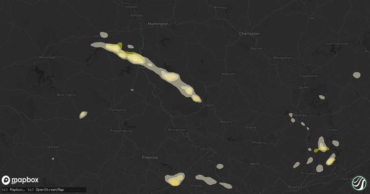 Hail map in Dingess, WV on September 21, 2026