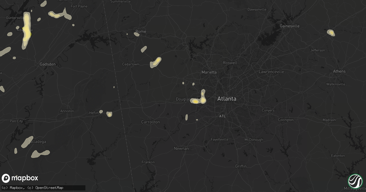 Hail map in Douglasville, GA on September 21, 2026