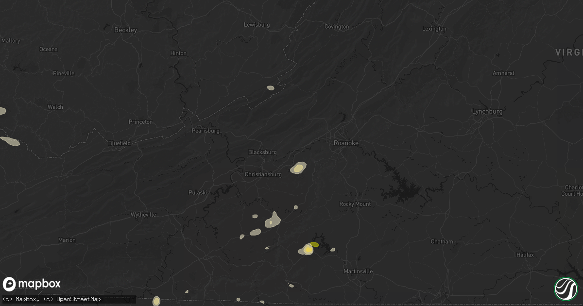 Hail map in Elliston, VA on September 21, 2026