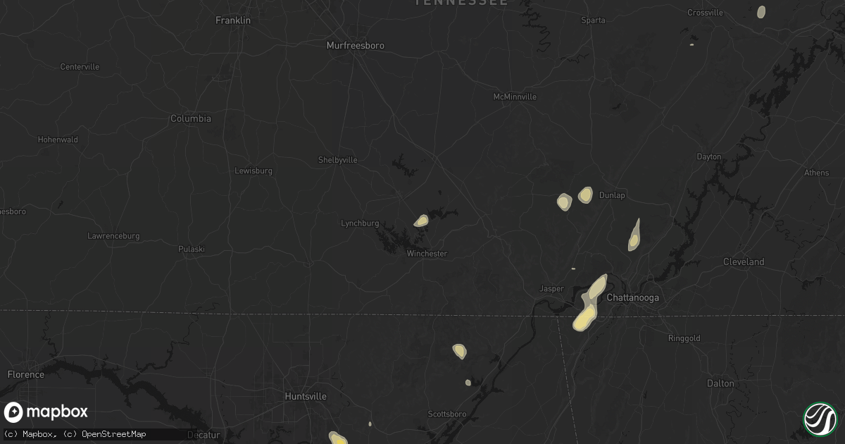 Hail map in Estill Springs, TN on September 21, 2026