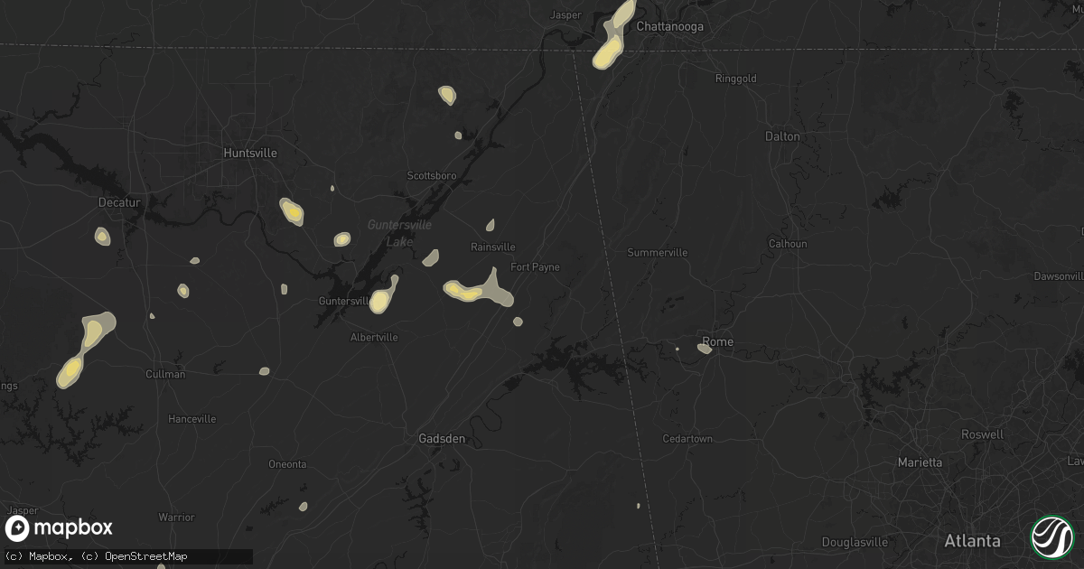 Hail map in Fort Payne, AL on September 21, 2026