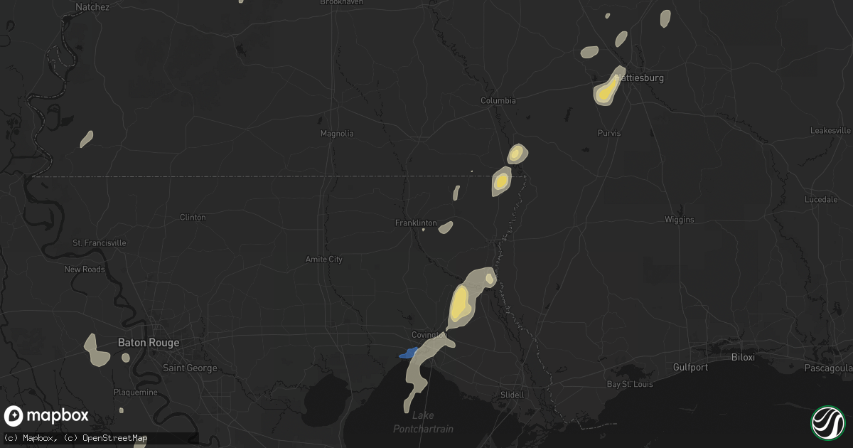 Hail map in Franklinton, LA on September 21, 2026