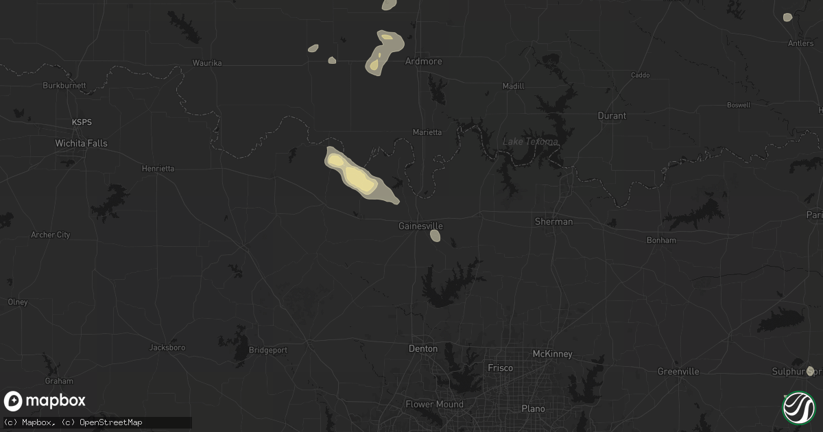 Hail map in Gainesville, TX on September 21, 2026