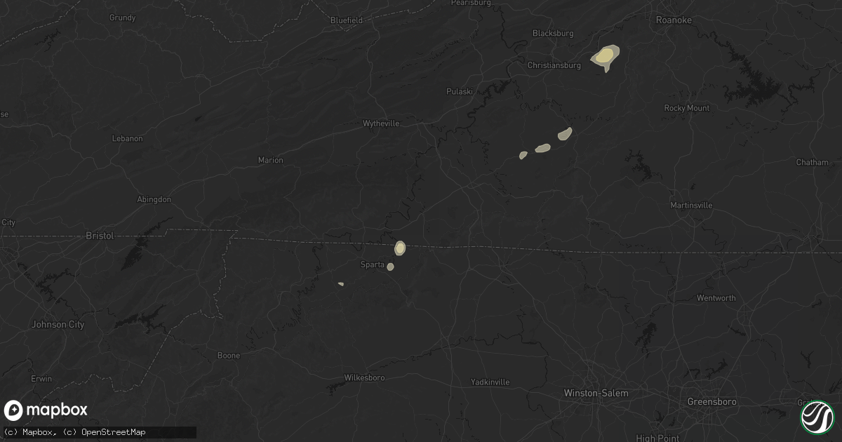 Hail map in Galax, VA on September 21, 2026