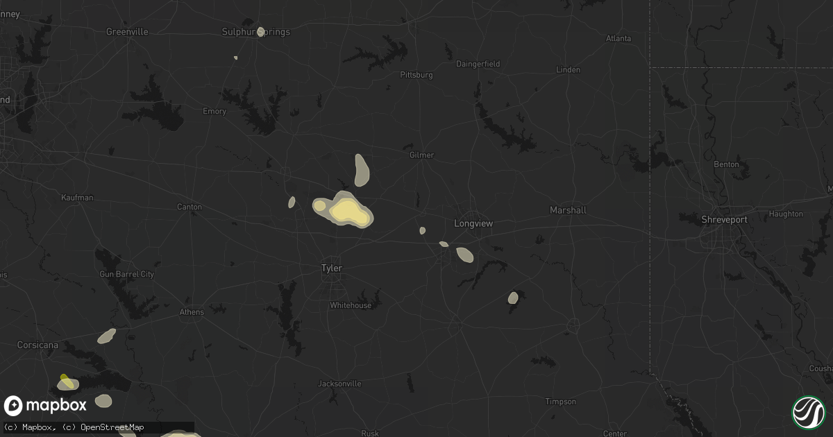 Hail map in Gladewater, TX on September 21, 2026