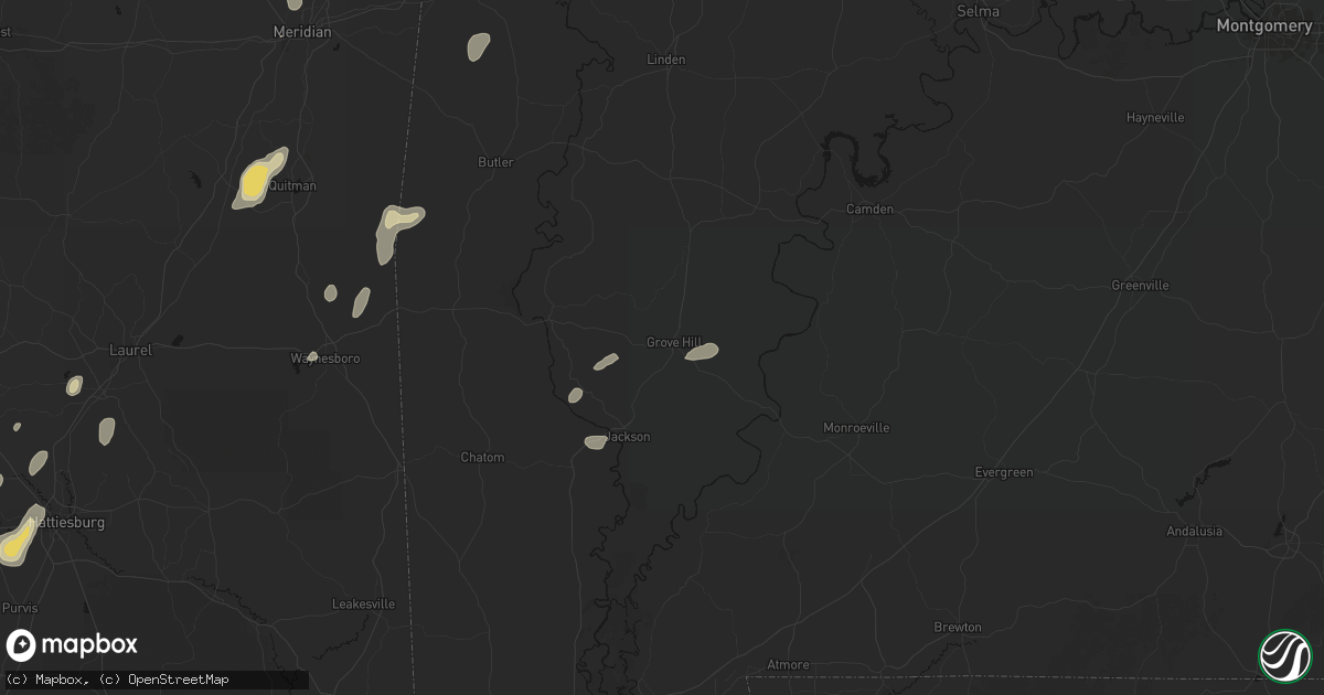Hail map in Grove Hill, AL on September 21, 2026