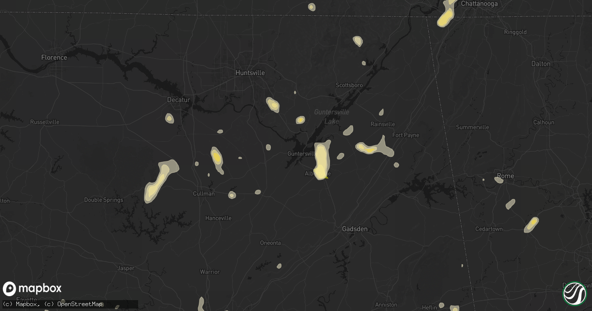 Hail map in Guntersville, AL on September 21, 2026