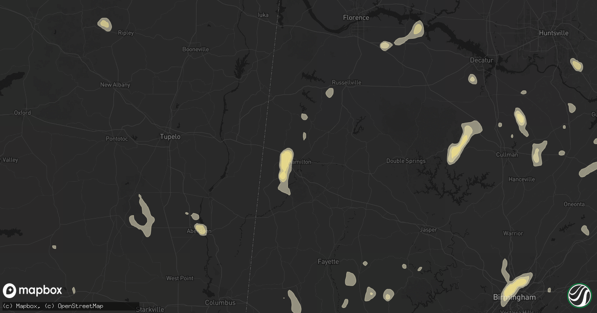 Hail map in Hamilton, AL on September 21, 2026