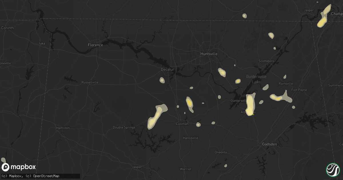 Hail map in Hartselle, AL on September 21, 2026