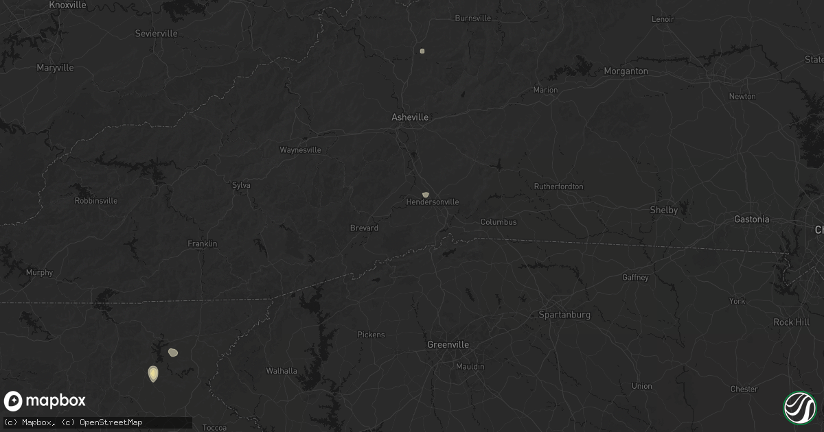 Hail map in Hendersonville, NC on September 21, 2026