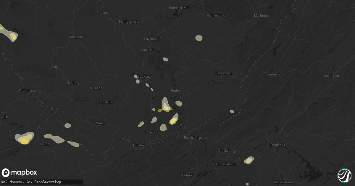 Hail map in Hinton, WV on September 21, 2026