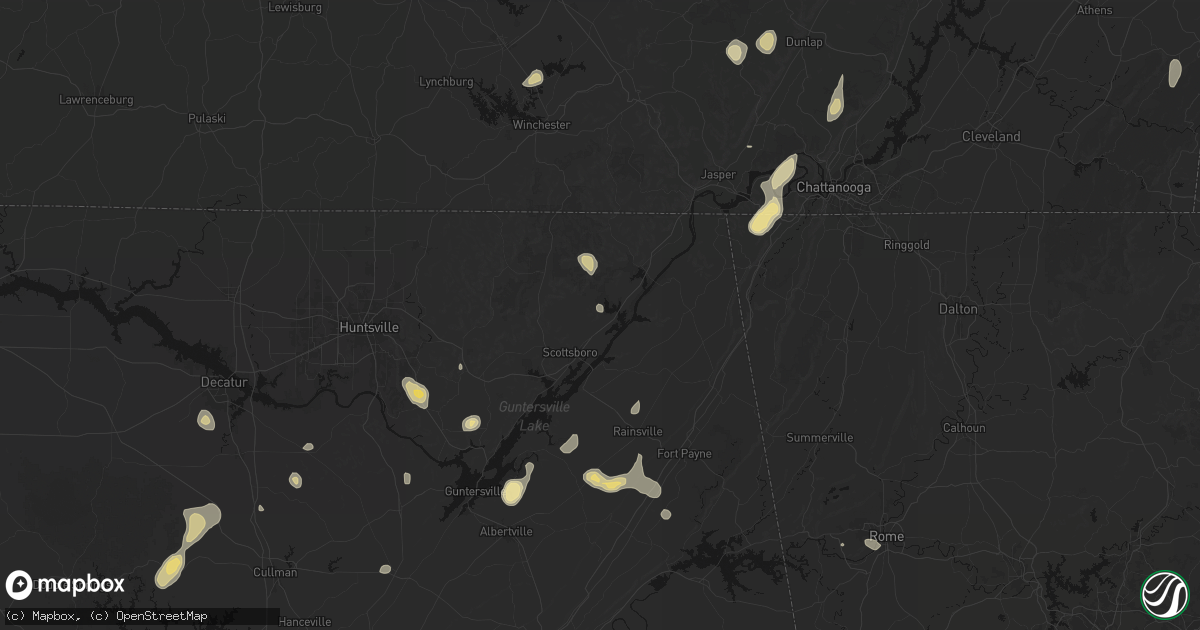 Hail map in Hollywood, AL on September 21, 2026