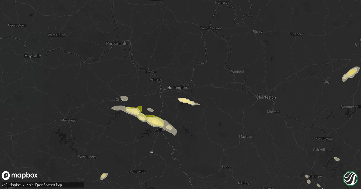 Hail map in Huntington, WV on September 21, 2026