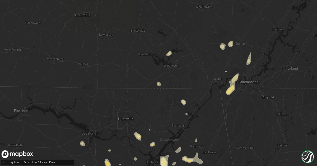Hail map in Huntland, TN on September 21, 2026