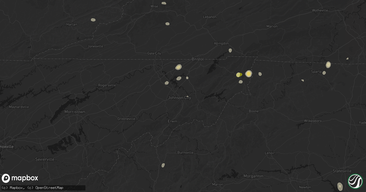 Hail map in Johnson City, TN on September 21, 2026