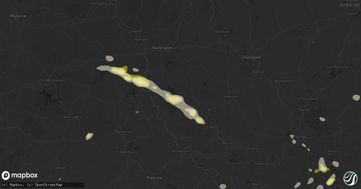 Hail map in Kiahsville, WV on September 21, 2026